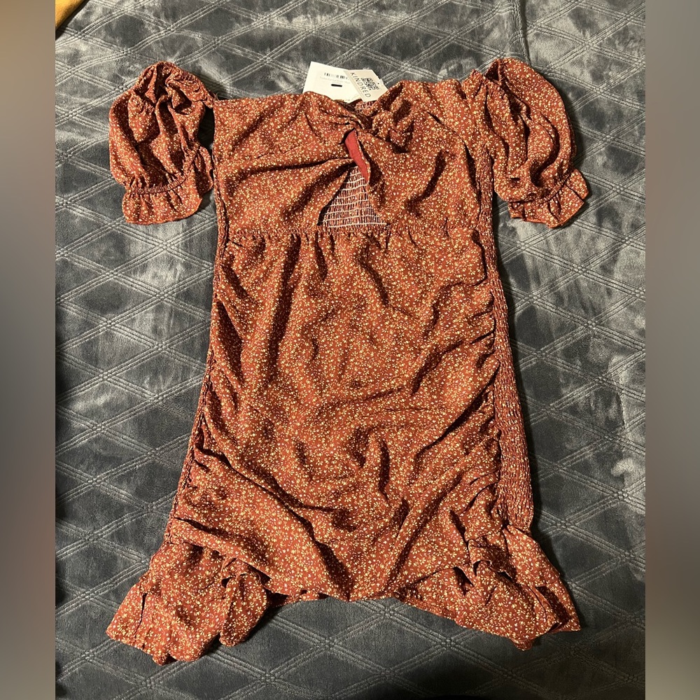 KINDRED Rust Tinsel Cut Out Dress (Large)